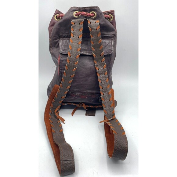 Vintage Hippie Boho Vegan Leather Backpack Banjara Embroidered Mirror Unique! - Picture 12 of 15